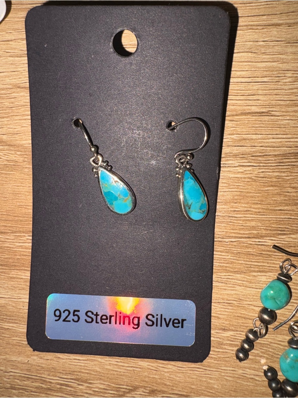 Sterling Silver Teardrop Mojave Turquoise Earrings - 925 Sterling Silver